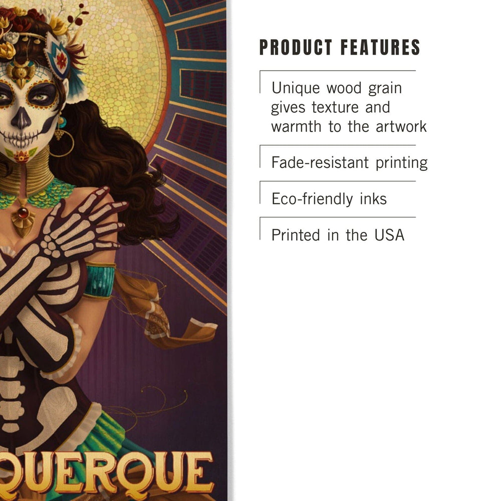 Albuquerque, New Mexico, Day of the Dead, Crossbones, Lantern Press Artwork, Wood Signs and Postcards Wood Lantern Press 