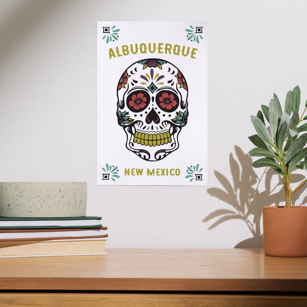 Albuquerque, New Mexico, Day of the Dead, Sugar Skull (White and Magenta), Art & Giclee Prints Art Lantern Press 