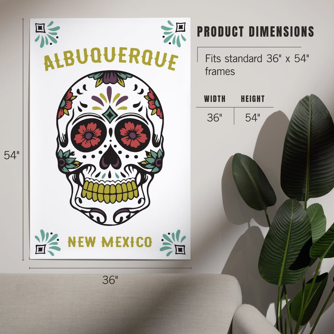 Albuquerque, New Mexico, Day of the Dead, Sugar Skull (White and Magenta), Art & Giclee Prints Art Lantern Press 