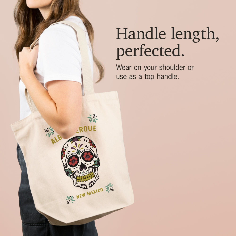 Albuquerque, New Mexico, Day of the Dead, Sugar Skull (White and Magenta), Tote Bag Totes Lantern Press 