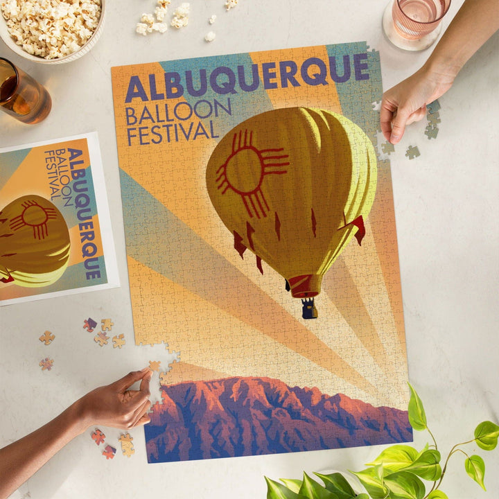 Albuquerque, New Mexico, Hot Air Balloon Festival, Lithograph, Jigsaw Puzzle Puzzle Lantern Press 