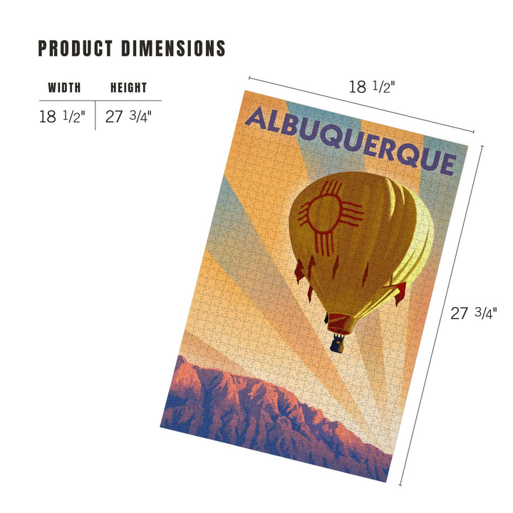 Albuquerque, New Mexico, Hot Air Balloon, Lithograph, Jigsaw Puzzle Puzzle Lantern Press 