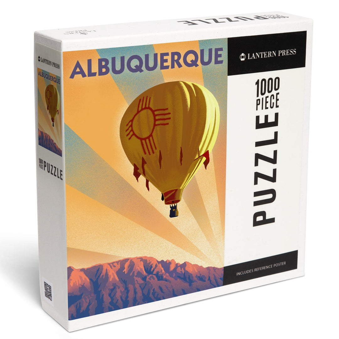 Albuquerque, New Mexico, Hot Air Balloon, Lithograph, Jigsaw Puzzle Puzzle Lantern Press 
