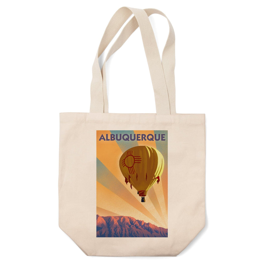 Albuquerque, New Mexico, Hot Air Balloon, Lithograph, Lantern Press Artwork, Tote Bag Totes Lantern Press 
