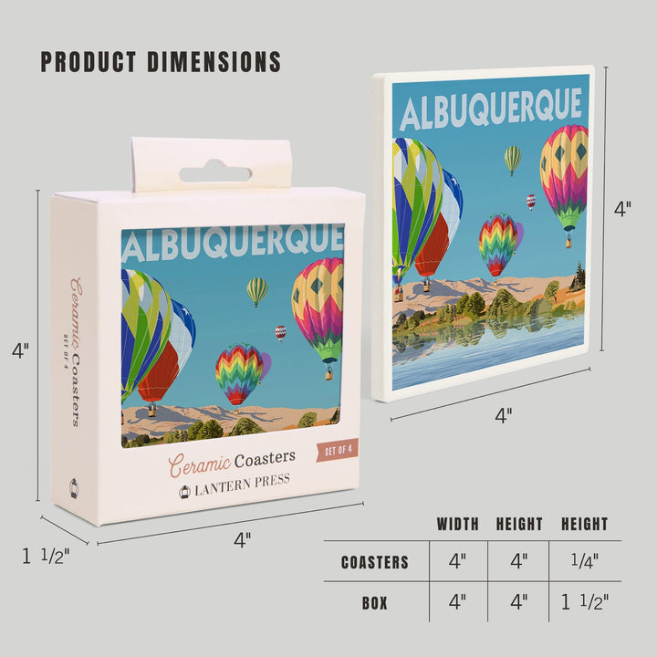 Albuquerque, New Mexico, Hot Air Balloons, Coasters Coasters Lantern Press 