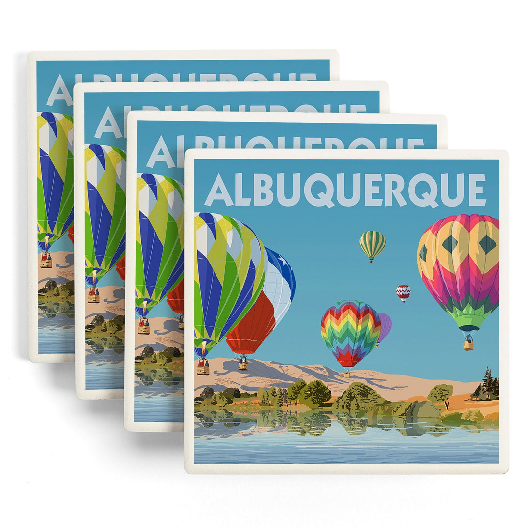 Albuquerque, New Mexico, Hot Air Balloons, Coasters Coasters Lantern Press 