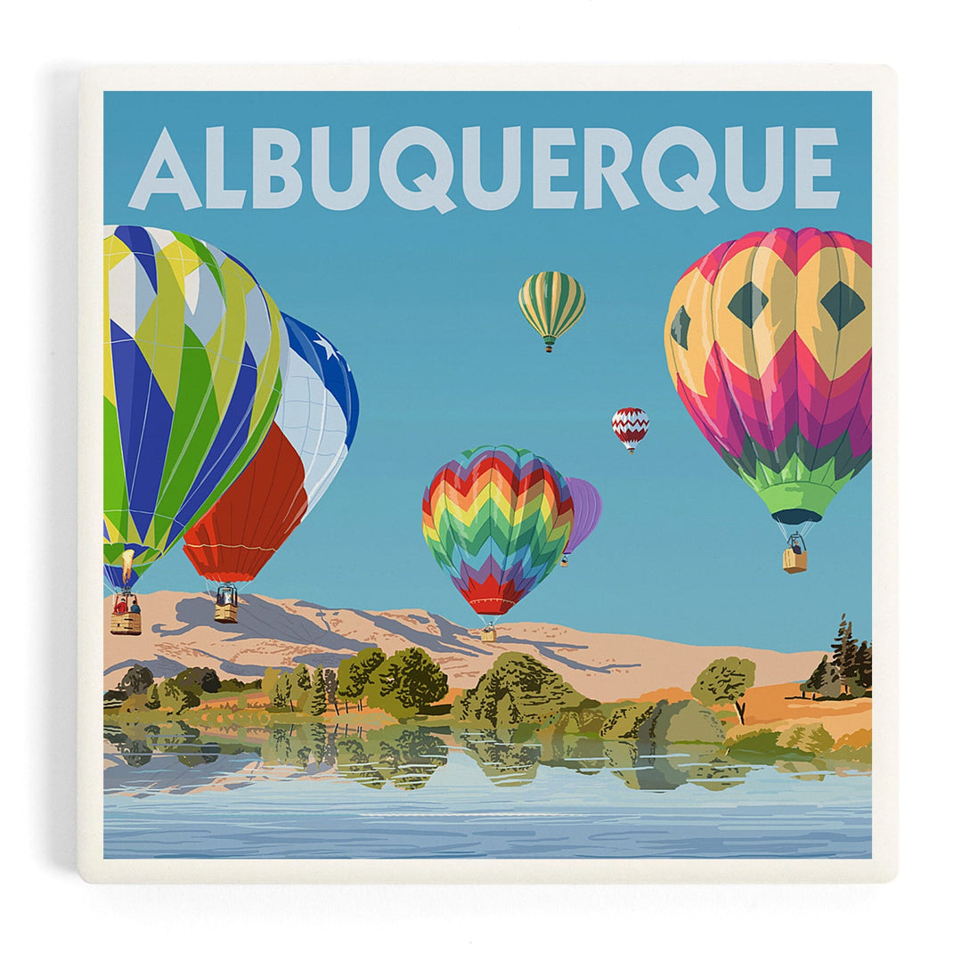 Albuquerque, New Mexico, Hot Air Balloons, Coasters Coasters Lantern Press Coaster 