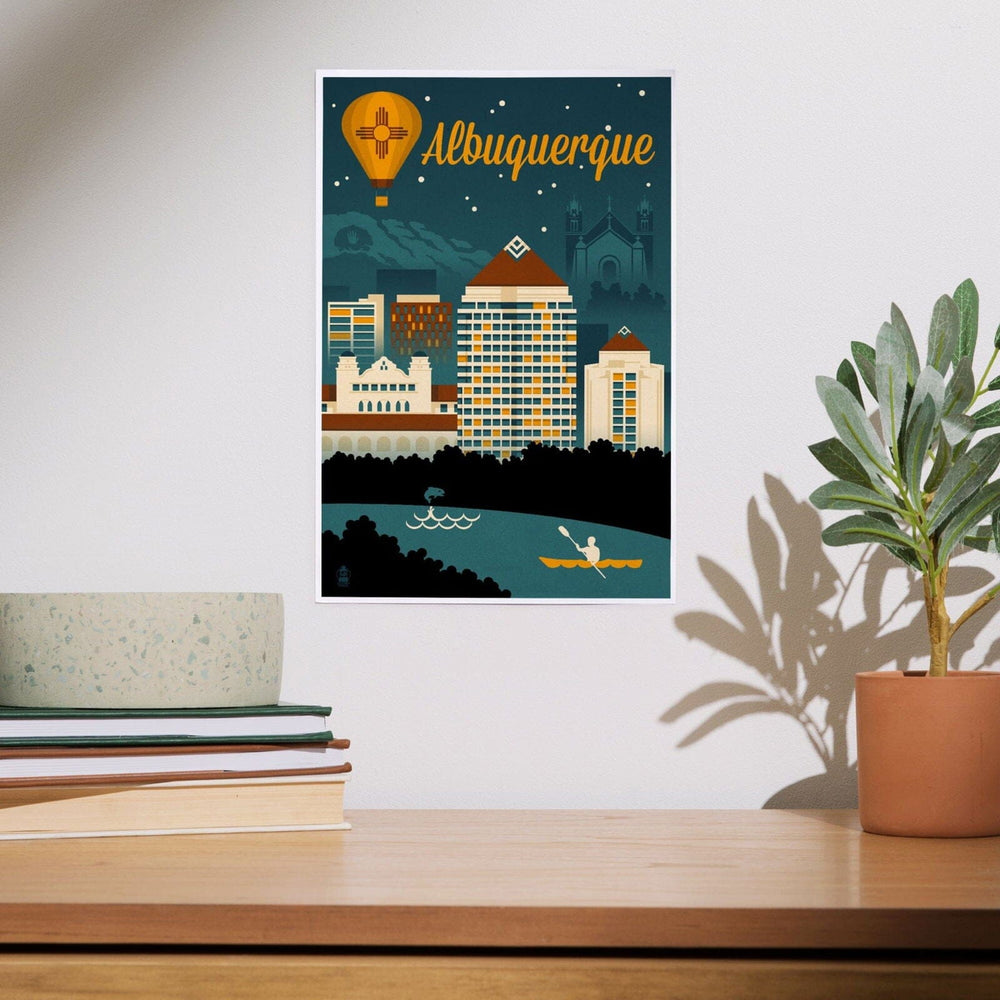 Albuquerque, New Mexico, Retro Skyline, Art & Giclee Prints Art Lantern Press 