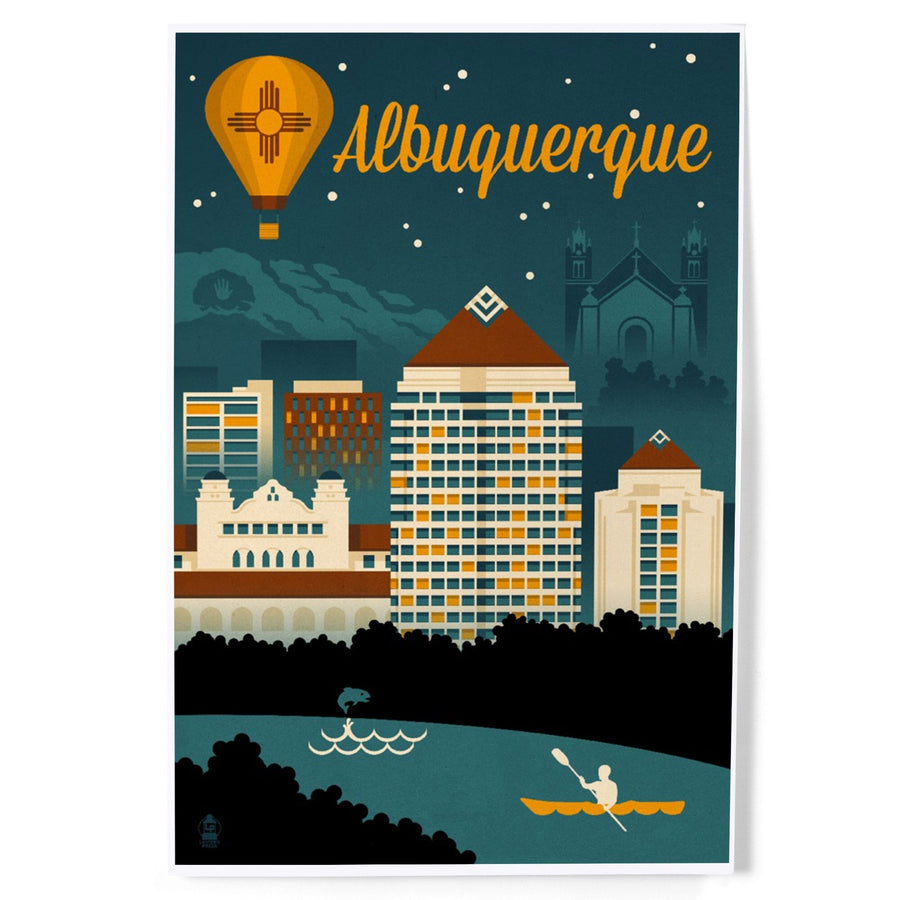 Albuquerque, New Mexico, Retro Skyline, Art & Giclee Prints Art Lantern Press 