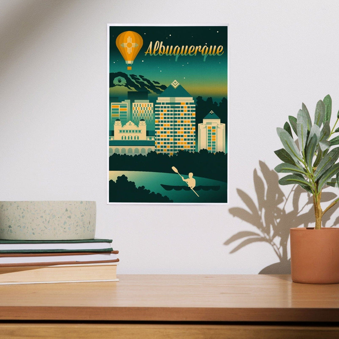 Albuquerque, New Mexico, Retro Skyline Chromatic, Art & Giclee Prints Art Lantern Press 