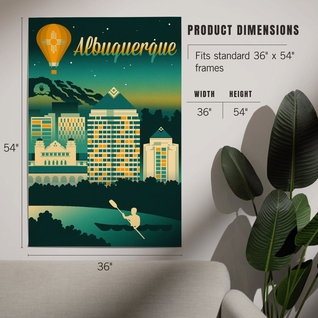 Albuquerque, New Mexico, Retro Skyline Chromatic, Art & Giclee Prints Art Lantern Press 