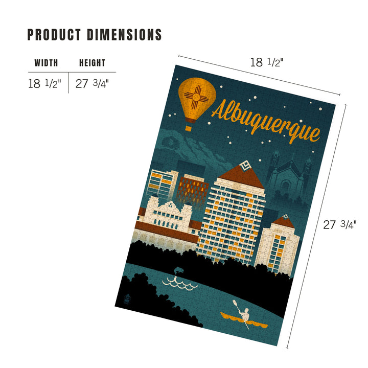 Albuquerque, New Mexico, Retro Skyline, Jigsaw Puzzle Puzzle Lantern Press 