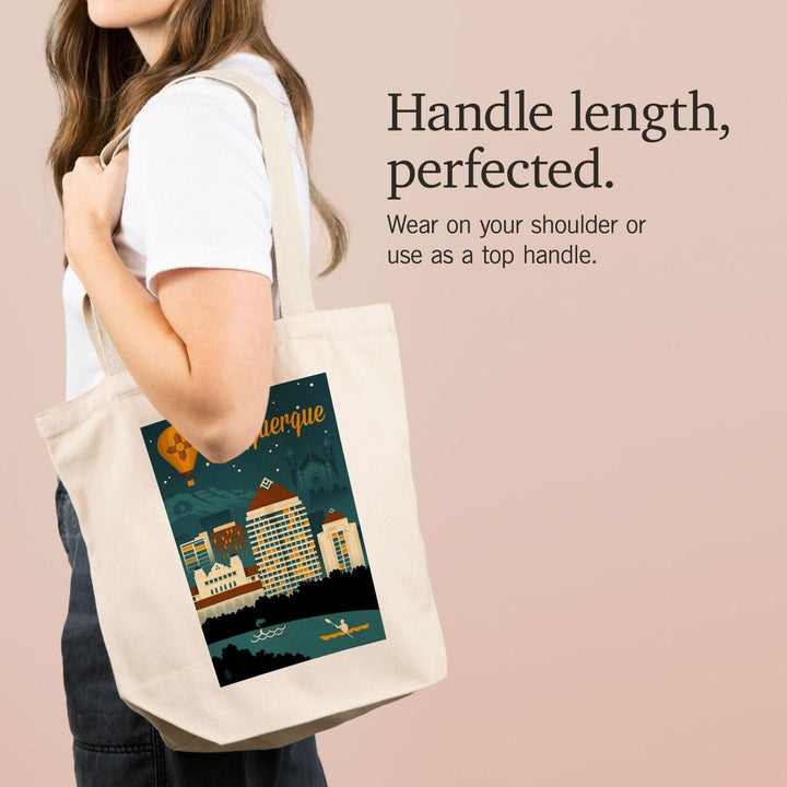 Albuquerque, New Mexico, Retro Skyline, Lantern Press Artwork, Tote Bag Totes Lantern Press 