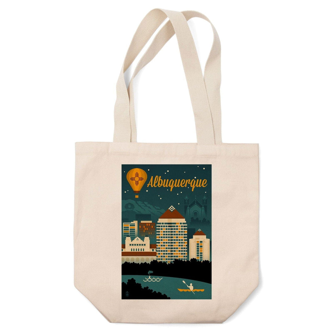 Albuquerque, New Mexico, Retro Skyline, Lantern Press Artwork, Tote Bag Totes Lantern Press 