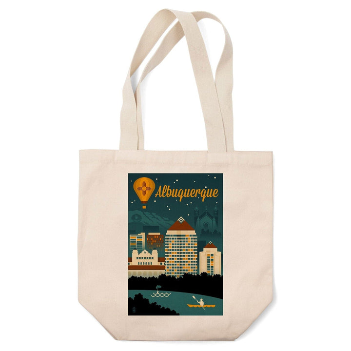 Albuquerque, New Mexico, Retro Skyline, Lantern Press Artwork, Tote Bag Totes Lantern Press 