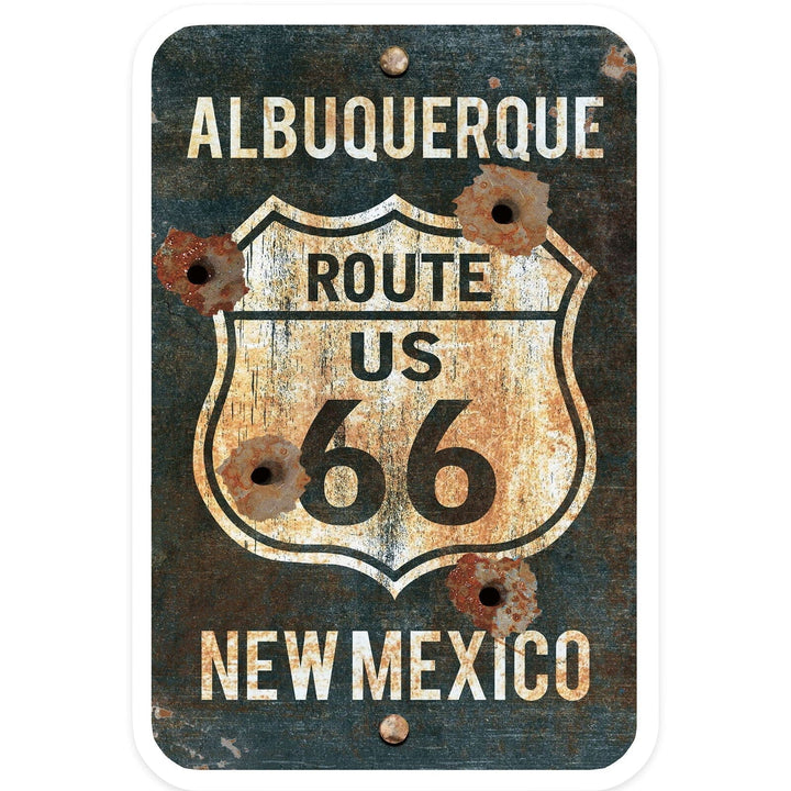 Albuquerque, New Mexico, Route 66 Sign, Contour, Vinyl Sticker Sticker Lantern Press 