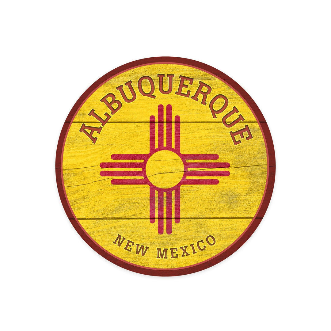 Albuquerque, New Mexico, State Flag, Rustic Painting, Contour, Lantern Press Artwork, Vinyl Sticker Sticker Lantern Press 