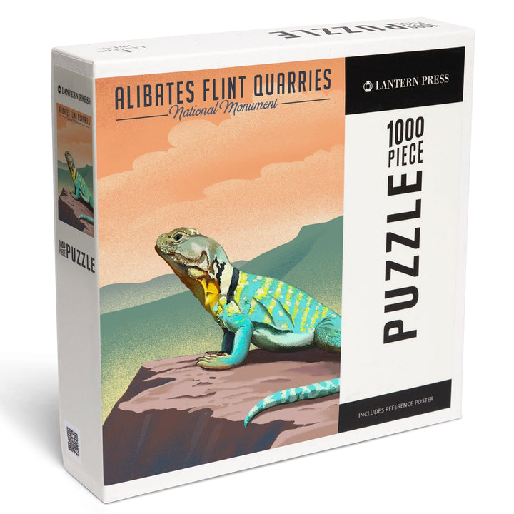 Alibates Flint Quarries National Monument, Texas, Collared Lizard Litho, Jigsaw Puzzle Puzzle Lantern Press 