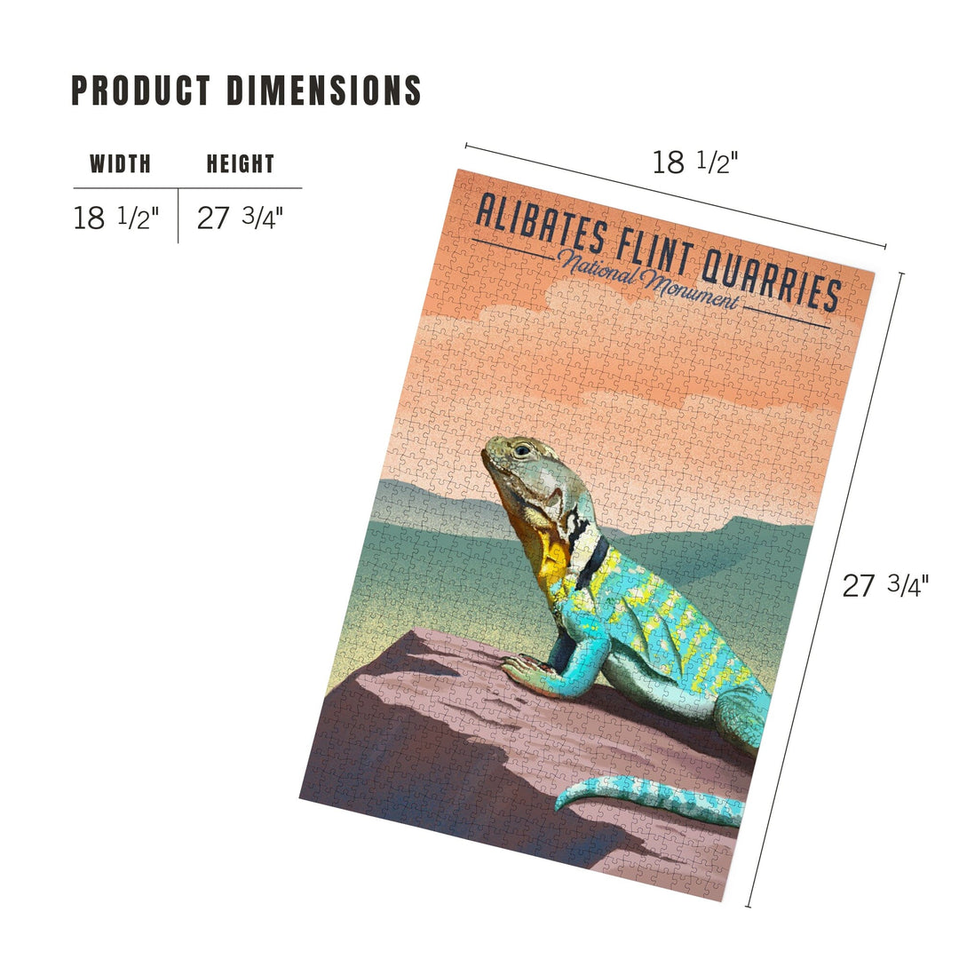 Alibates Flint Quarries National Monument, Texas, Collared Lizard Litho, Jigsaw Puzzle Puzzle Lantern Press 