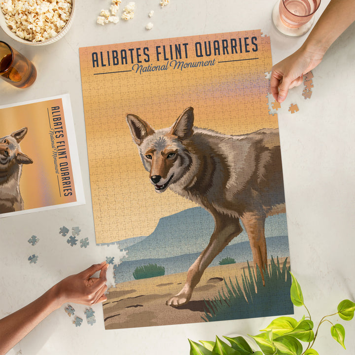 Alibates Flint Quarries National Monument, Texas, Coyote Litho, Jigsaw Puzzle Puzzle Lantern Press 