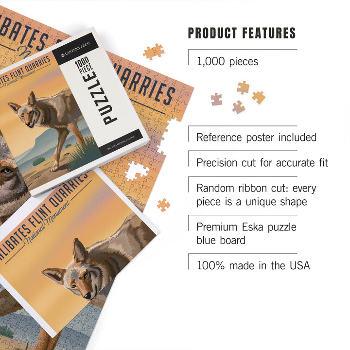 Alibates Flint Quarries National Monument, Texas, Coyote Litho, Jigsaw Puzzle Puzzle Lantern Press 