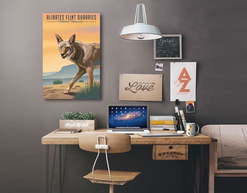 Alibates Flint Quarries National Monument, Texas, Coyote Litho, Lantern Press Artwork, Stretched Canvas Canvas Lantern Press 