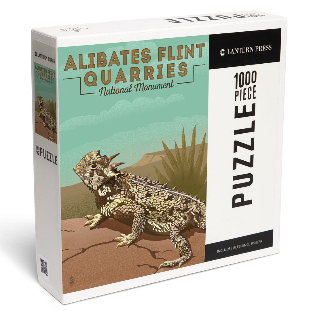 Alibates Flint Quarries National Monument, Texas, Horned Lizard, Lithograph, Jigsaw Puzzle Puzzle Lantern Press 