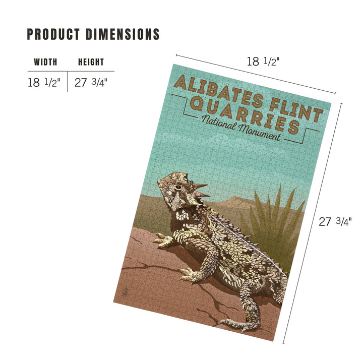 Alibates Flint Quarries National Monument, Texas, Horned Lizard, Lithograph, Jigsaw Puzzle Puzzle Lantern Press 