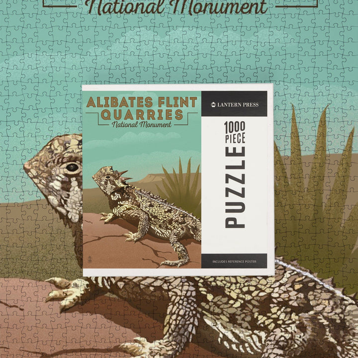Alibates Flint Quarries National Monument, Texas, Horned Lizard, Lithograph, Jigsaw Puzzle Puzzle Lantern Press 