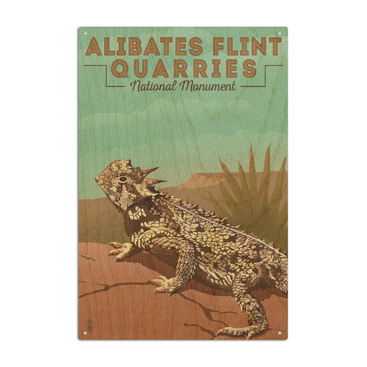 Alibates Flint Quarries National Monument, Texas, Horned Lizard, Lithograph, Lantern Press Artwork, Wood Signs and Postcards Wood Lantern Press 10 x 15 Wood Sign 