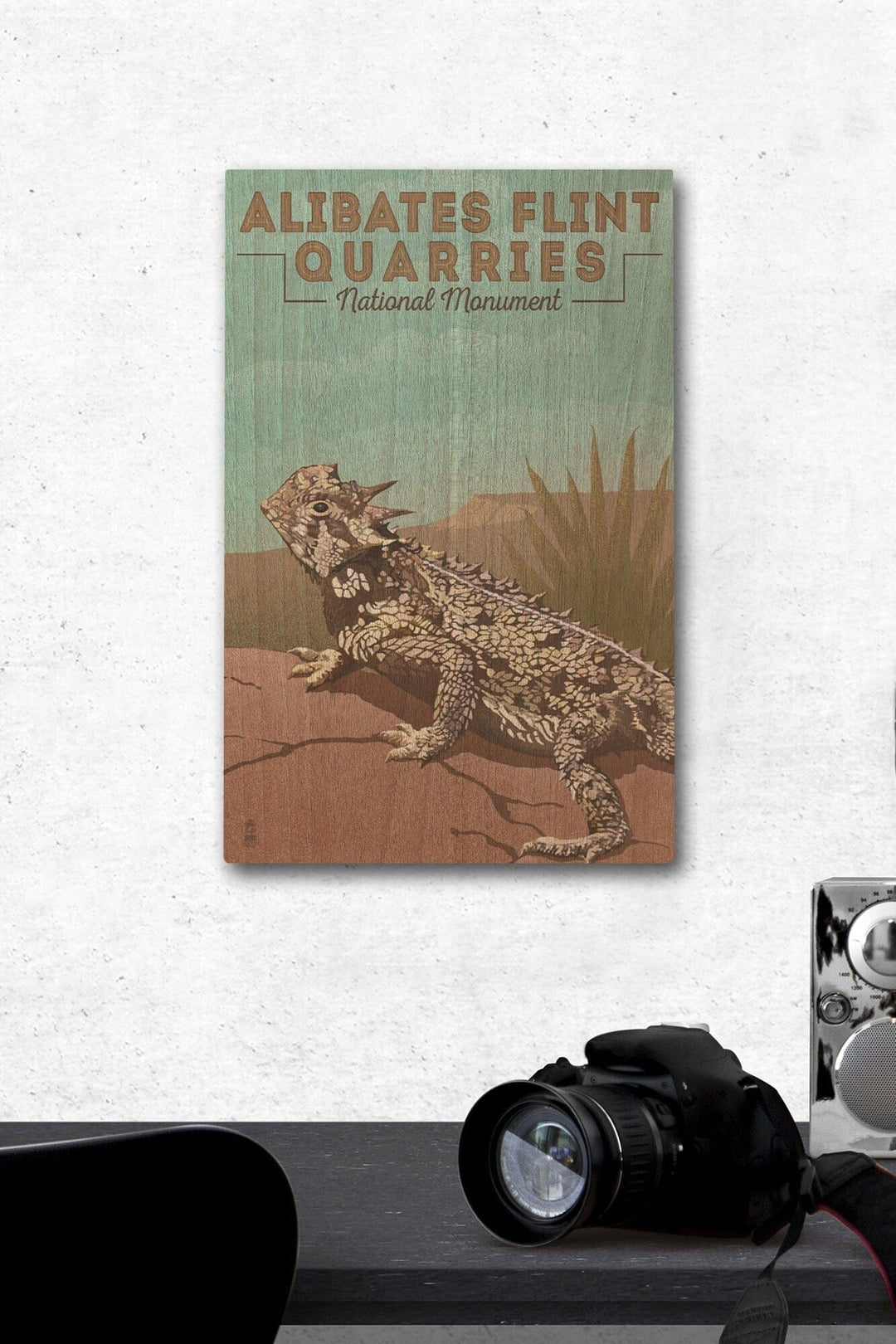 Alibates Flint Quarries National Monument, Texas, Horned Lizard, Lithograph, Lantern Press Artwork, Wood Signs and Postcards Wood Lantern Press 12 x 18 Wood Gallery Print 