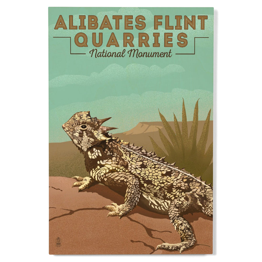 Alibates Flint Quarries National Monument, Texas, Horned Lizard, Lithograph, Lantern Press Artwork, Wood Signs and Postcards Wood Lantern Press 