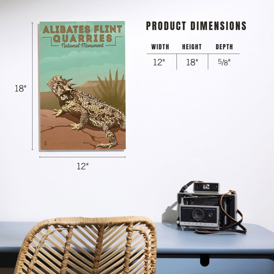 Alibates Flint Quarries National Monument, Texas, Horned Lizard, Lithograph, Lantern Press Artwork, Wood Signs and Postcards Wood Lantern Press 