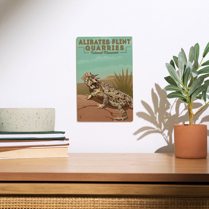 Alibates Flint Quarries National Monument, Texas, Horned Lizard, Lithograph, Lantern Press Artwork, Wood Signs and Postcards Wood Lantern Press 