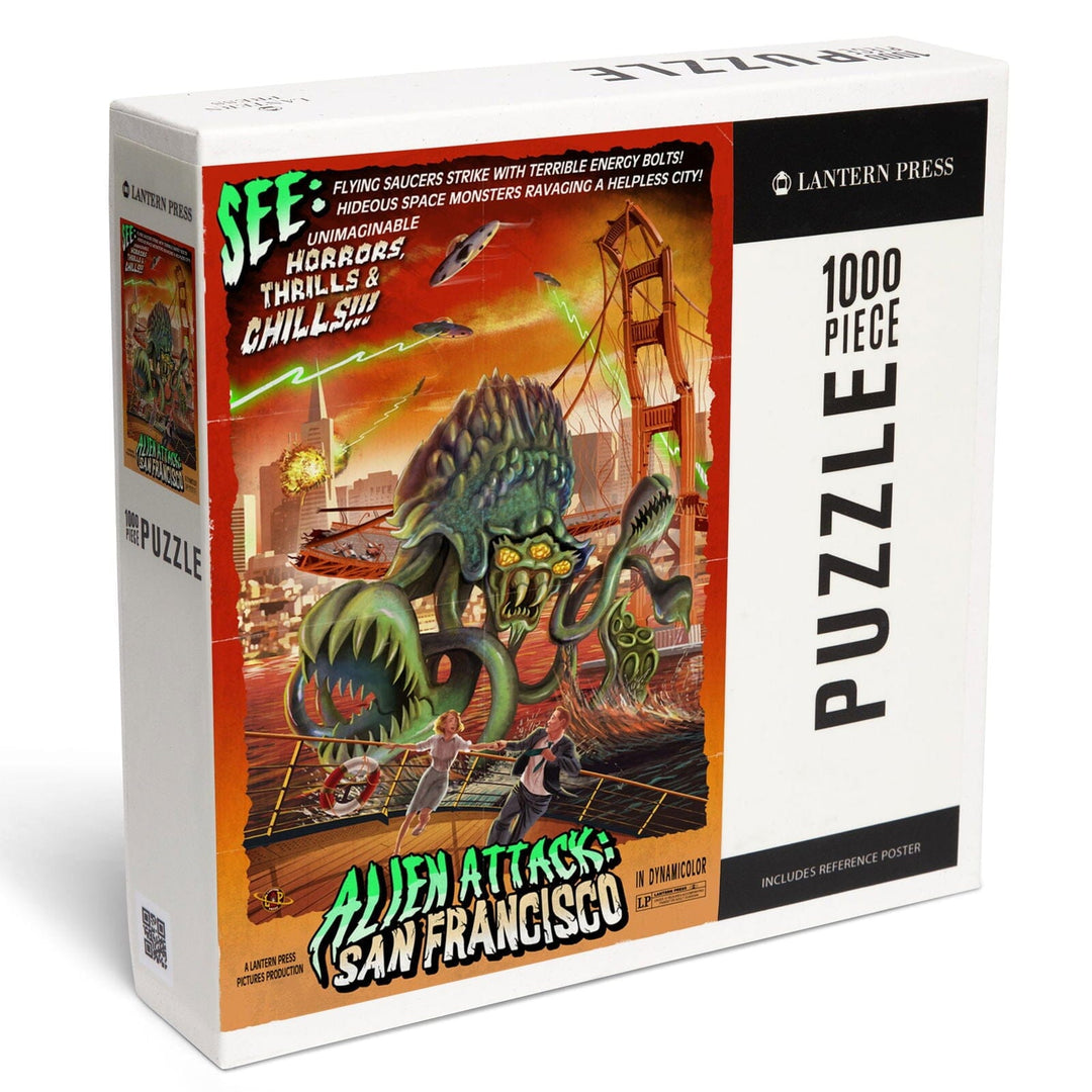 Alien Attack! San Francisco, California, Jigsaw Puzzle Puzzle Lantern Press 