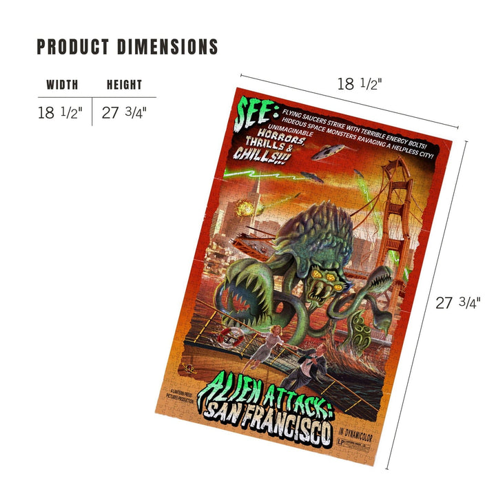 Alien Attack! San Francisco, California, Jigsaw Puzzle Puzzle Lantern Press 