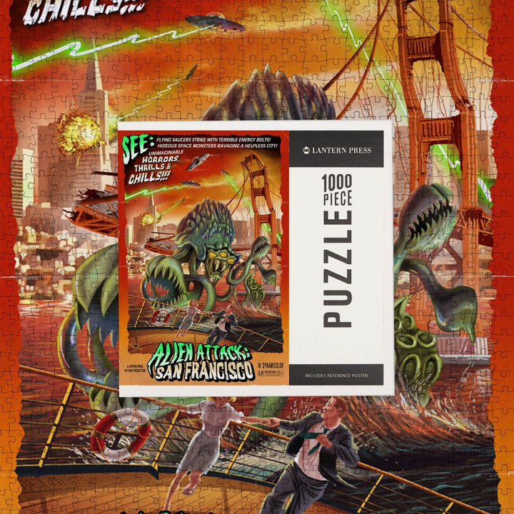 Alien Attack! San Francisco, California, Jigsaw Puzzle Puzzle Lantern Press 