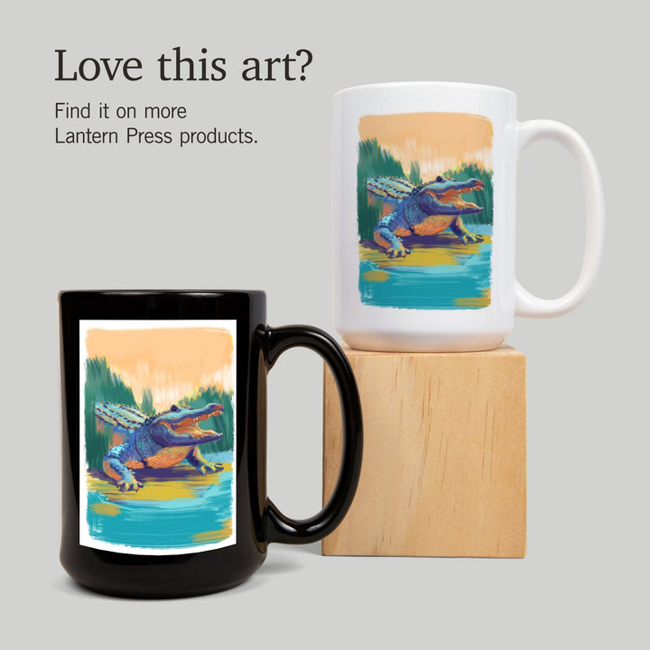 Alligator, Vivid, Lantern Press Artwork, Ceramic Mug Mugs Lantern Press 