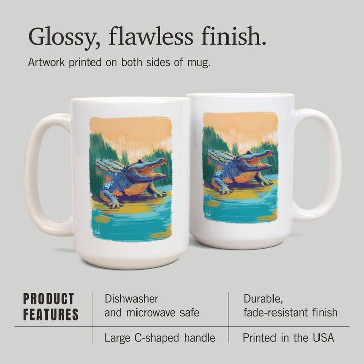 Alligator, Vivid, Lantern Press Artwork, Ceramic Mug Mugs Lantern Press 