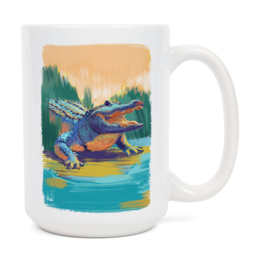 Alligator, Vivid, Lantern Press Artwork, Ceramic Mug Mugs Lantern Press 