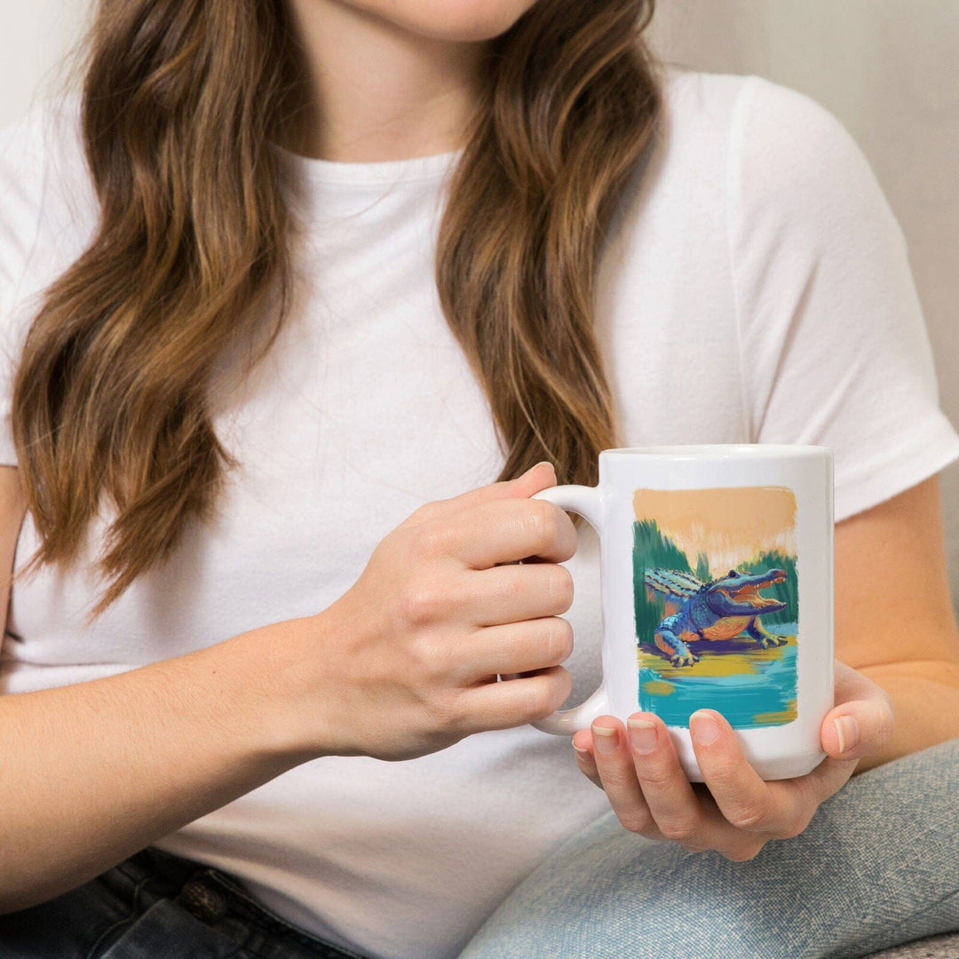 Alligator, Vivid, Lantern Press Artwork, Ceramic Mug Mugs Lantern Press 