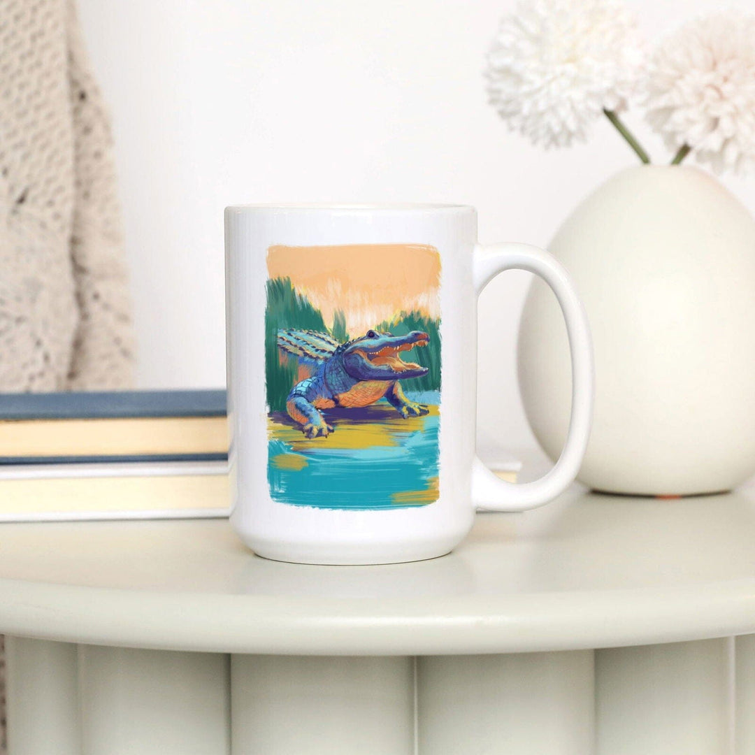 Alligator, Vivid, Lantern Press Artwork, Ceramic Mug Mugs Lantern Press 