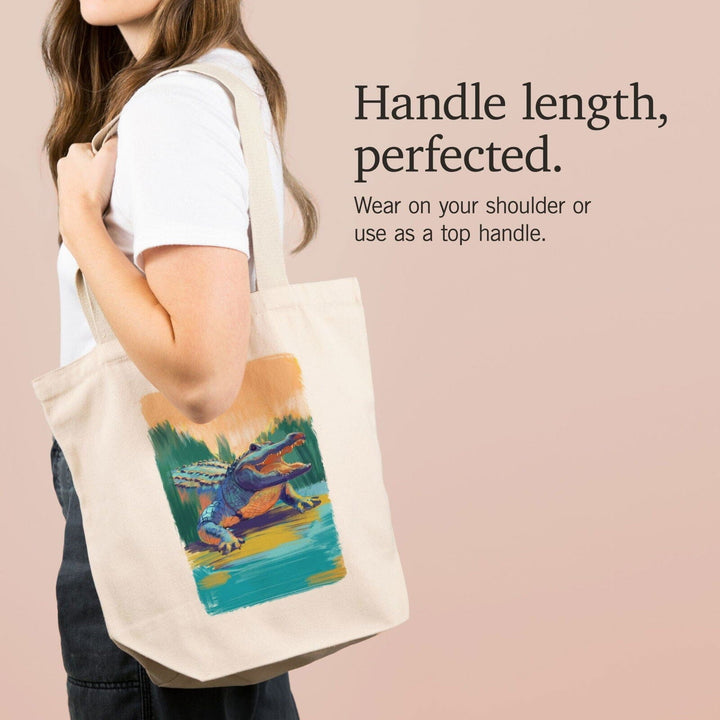 Alligator, Vivid, Lantern Press Artwork, Tote Bag Totes Lantern Press 