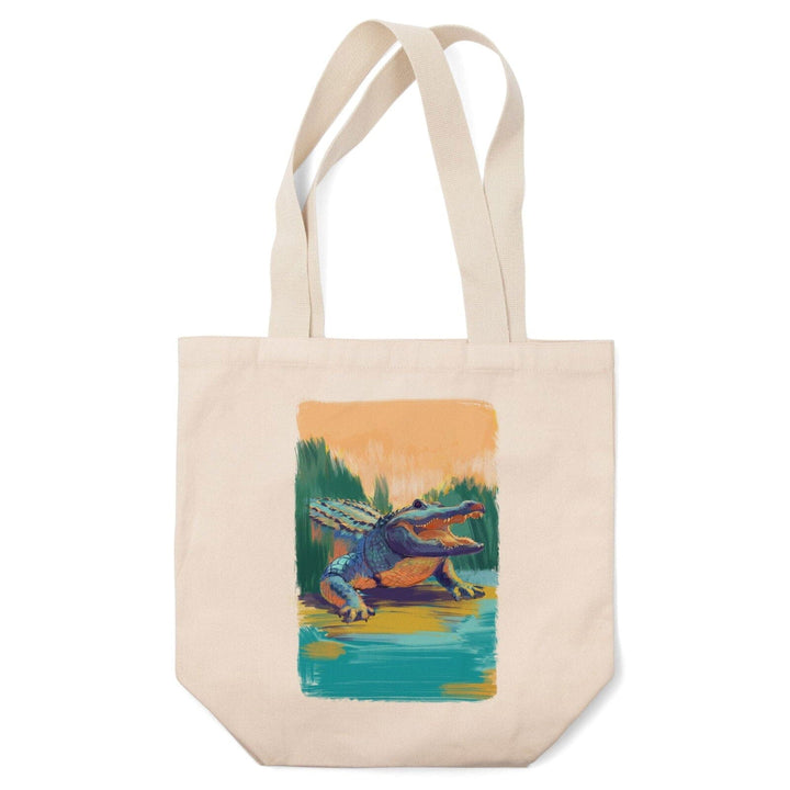 Alligator, Vivid, Lantern Press Artwork, Tote Bag Totes Lantern Press 