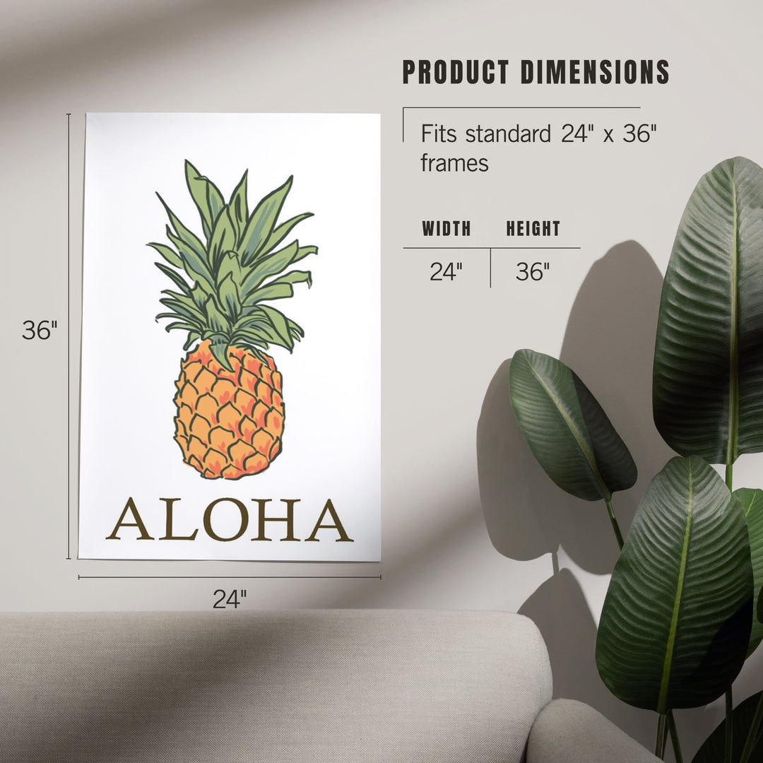 Aloha, Pineapple, Icon, Art & Giclee Prints Art Lantern Press 