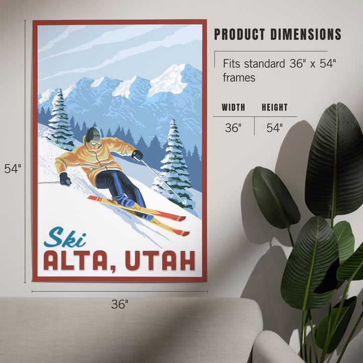 Alta, Utah, Ski Alta, Downhill Skier, Art & Giclee Prints Art Lantern Press 