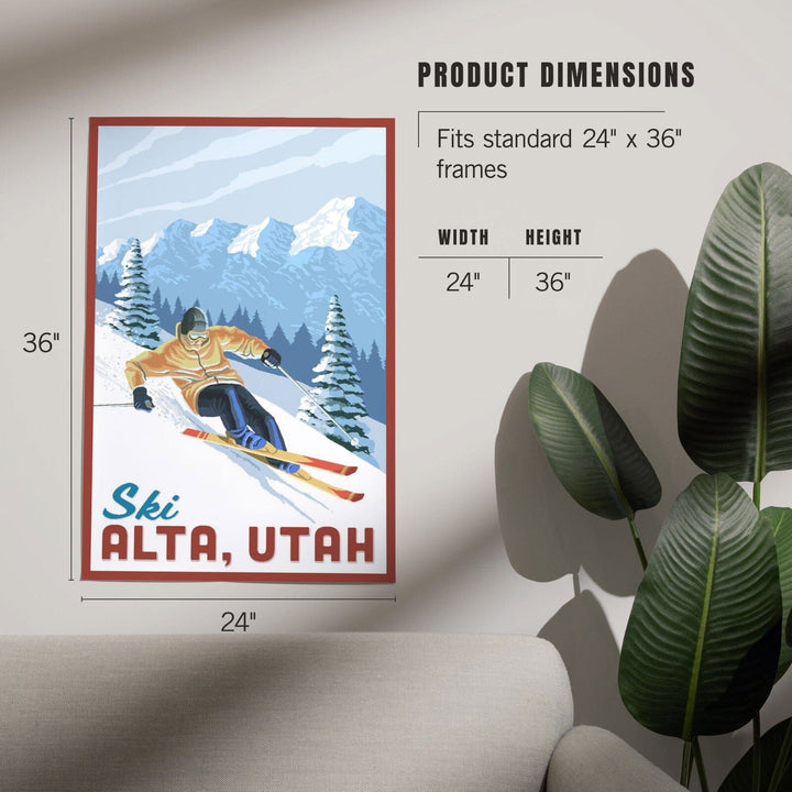 Alta, Utah, Ski Alta, Downhill Skier, Art & Giclee Prints Art Lantern Press 