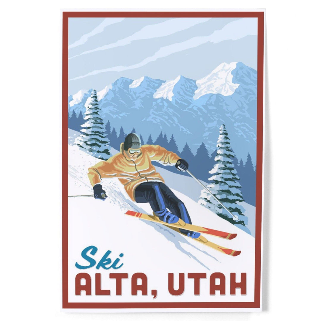 Alta, Utah, Ski Alta, Downhill Skier, Art & Giclee Prints Art Lantern Press 