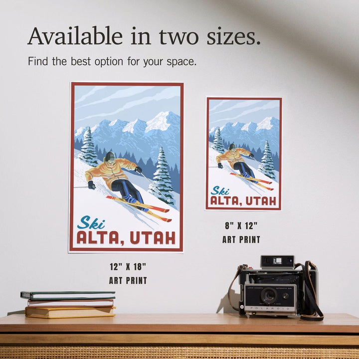 Alta, Utah, Ski Alta, Downhill Skier, Art & Giclee Prints Art Lantern Press 