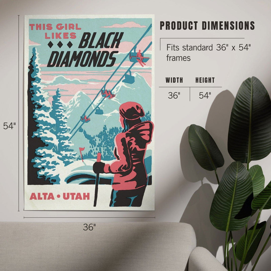 Alta, Utah, Ski Black Diamond, Art & Giclee Prints Art Lantern Press 